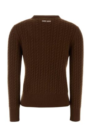 Miu Miu Womens Brown Cashmere Cardigan Tabacco Exterior: Maglieria