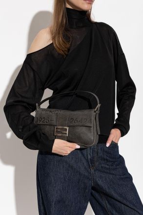 Fendi Leather Baguette Bag In vintage Style, Womens, Grey