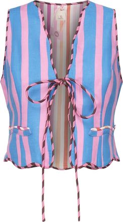 Celia B striped tie-front waistcoat - Blue