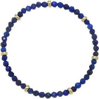 Zoe Lev Jewelry Lapis Lazuli & 14K Gold Stretch Beaded Bracelet in Blue Lapis at Nordstrom