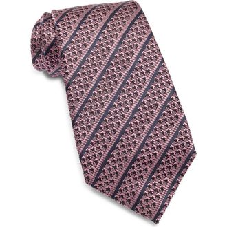 Ermenegildo Zegna Stripe Silk Tie in Med Pinkstripe at Nordstrom