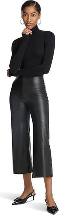 Commando Faux Leather Cropped Wide Leg Womens Clothing Black : LG (12-14), Elastane/Viscose
