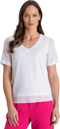 Klass Sequinned Short Sleeve Top - Ivory - S
