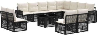 vidaXL Conjunto De Sof&aacute;s De Jard&iacute;n 13 Uds. Negro Y Blanco Crema Vidaxl
