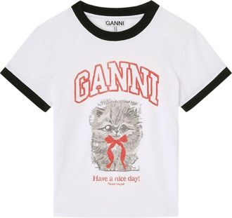 Ganni Margot Kitty Organic Cotton T-Shirt-Donna