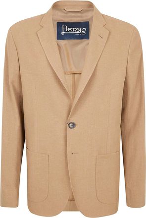 Herno Linen and Cotton Blend Jacket with Peak Lapels