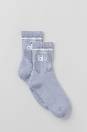 Alo | Half-Crew Throwback Socks in Winter Frost/White, Size: Large