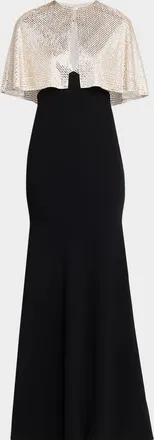 Roland Mouret Embellished V-Neck Gown With Capelet