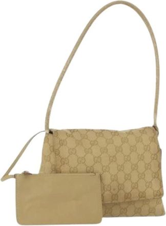Gucci Pre-owned Shoulder Bags, female, Beige, Size: ONE SIZE Pre-owned Vintage Canvas Shoulder Bag