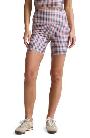 Beyond Yoga Softmark Keep Pace Bike Shorts in Sunwashed Gingham at Nordstrom, Size X-Small