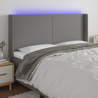 vidaXL Cabecero Con Led De Tela Gris Oscuro 183x16x118/128 Cm Vidaxl