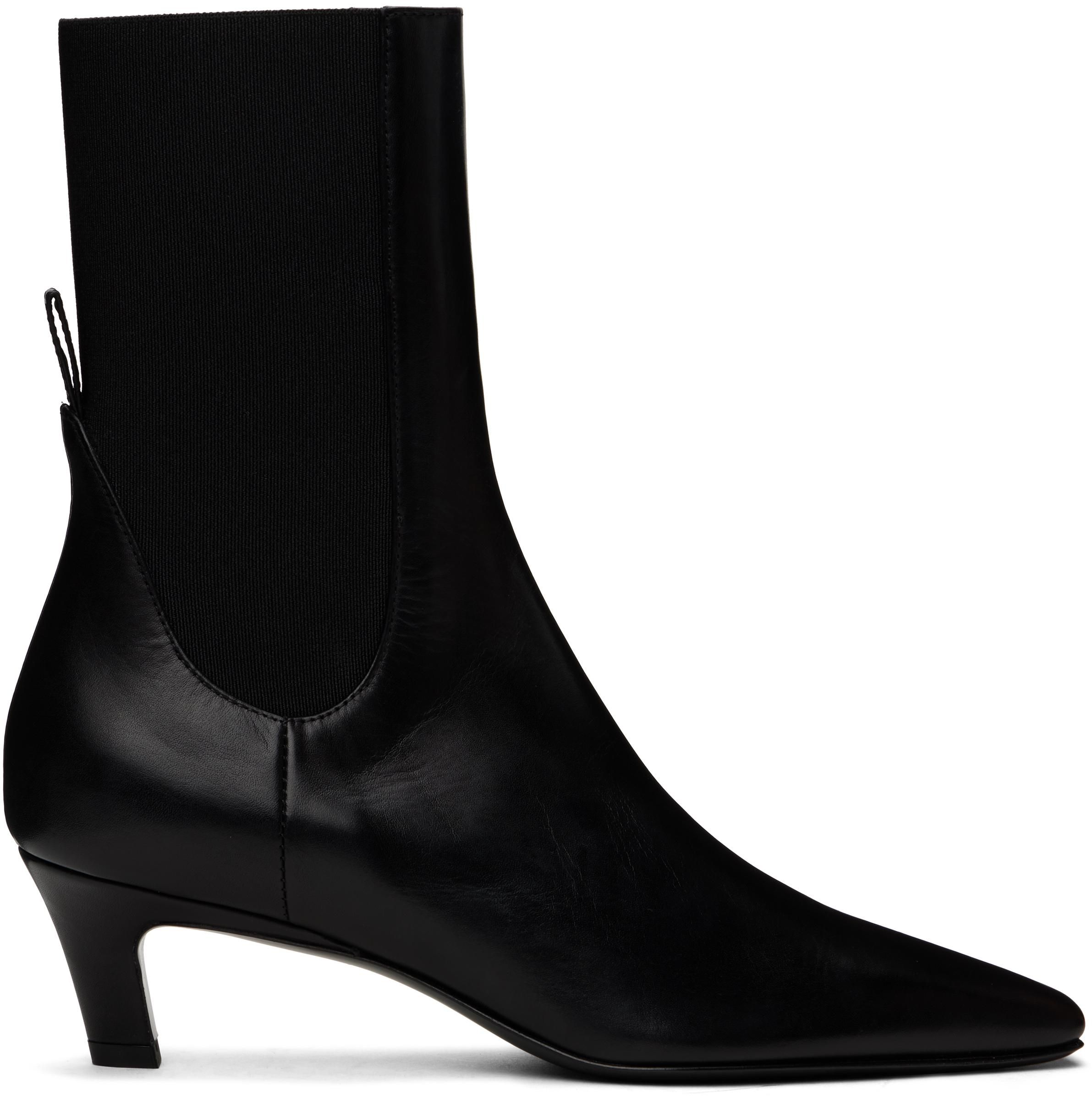 TOTEME ブラック The Mid Heel Suede ブーツ Suede mid-heel boots black – TOTEME