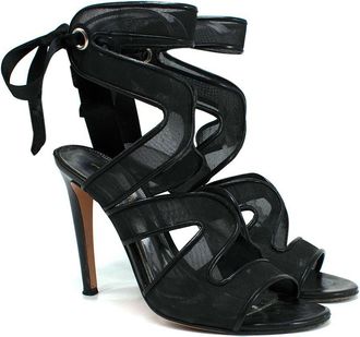 Gianvito Rossi Black Mesh Wrap Sandals Size 36