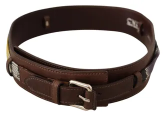 Costume National Womens Brown Leather Silver Buckle Belt