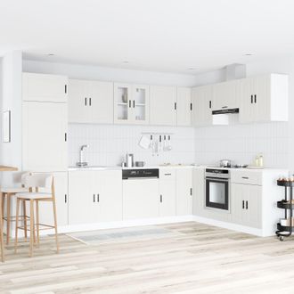 Berkfield Home Porto Sink Base Cabinet with Sink - White, 80x46x84.5 cm, Made of Engineered Wood in White | Size: 80x46x84.5 cm