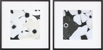 Melrose International Framed Anemone Floral Print (Set of 2) - Black, White