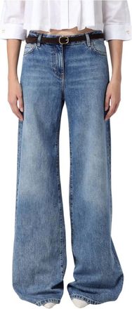 Elisabetta Franchi Palazzo Jeans met Riem - Dames - Loose Fit Jeans - Blauw - W28 - Katoen - Jeans