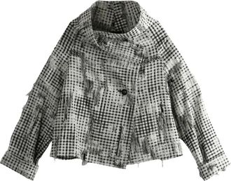 Yohji Yamamoto Geruit jack met franje afwerking - Wit