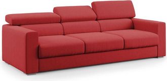 Divani.Store Dylan Sof&aacute; De 3 Plazas Con Pouf Extra&iacute;ble En Tejido Efecto Algod&oacute;n Impermeable 240 Cm Rojo