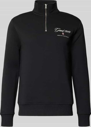 GANT Sweatshirt mit Stehkragen und Reißverschluss in Black, Größe XXXL