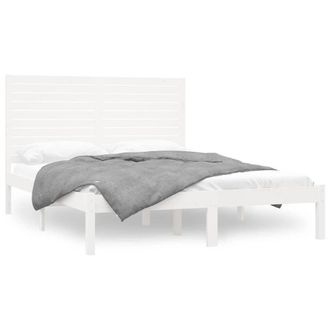 Berkfield Home Bed Frame White Solid Wood 120x200 cm | Size: Small Double
