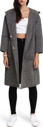Belle & Bloom Walk This Way Houndstooth Print Wool Blend Coat in Black/White at Nordstrom Rack, Size Medium