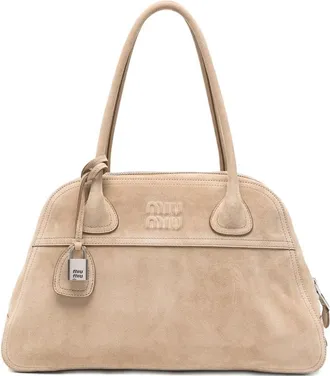 Miu Miu Logo-embossed Suede Tote Bag