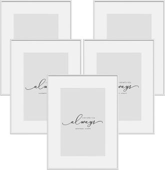 Woltu Marco De Fotos De Pared 5x 30x40 Cm, Marco, Frontal De Plexigl&aacute;s Transparente, Para Tarjetas, Sin Patas De Apoyo, Plata - Woltu