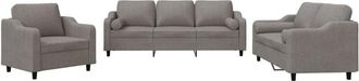 vidaXL Vidaxl - Juego De Sof&aacute;s Con Cojines 3 Piezas Tela Gris Taupe