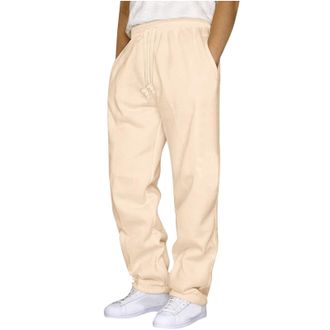 Generic Tracksuit Bottoms Men Fleece Lined Sweatpants With Pockets Baggy Jogger Bottoms Loose Jogging Pants Fall Winter Track Pants Gym Sport Workout Casual E