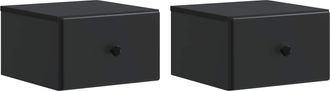 vidaXL Mesita De Noche De Pared 2 Uds. Negro 34,5 X 33 X 20 Cm Vidaxl