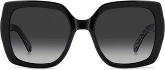 Kate Spade New York amaya 55mm polarized square sunglasses in Black Pattern Black/grey at Nordstrom