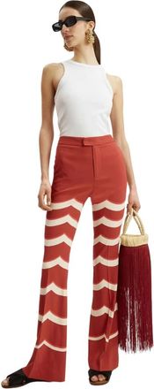 La DoubleJ Flatterende Bootcut Broek - Dames - Wijde Broeken - Rood - L - Broeken
