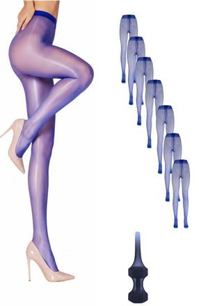 Lechery 7-Pack Glossy Semi-Opaque Statement Fashion Tights For Women in Blue at Nordstrom, Size Small