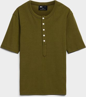 Le 31 Mens Stretch jersey Henley Shirt T-shirt Slim fit