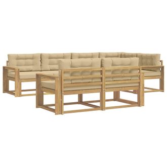 vidaXL Conjunto De Sof&aacute;s De Exterior Con Coj&iacute;n 6 Pcs Y Beige Poli&eacute;ster Vidaxl