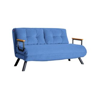Dmora Sof&aacute; Cama 2 Plazas Calvin, Con Almacenamiento, Reclinable, Con Brazos, 133x78 Cm Azul