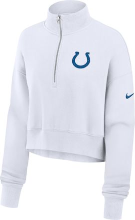 Nike Indianapolis Colts Primetime Phoenix Nike Womens NFL Oversized Cropped 1/4-Zip Crew in White | 01N910A98-LCD