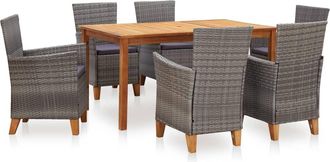 Les Tendances Conjunto De Muebles De Comedor De 7 Piezas De Polirat&aacute;n Y Madera De Acacia Gris 020014638