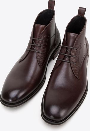 Wittchen Heren Leren Enkellaarsjes met Inzetstukken, Donkerbruin