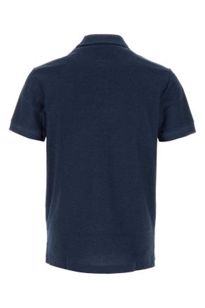 Burberry Mens Navy Blue Piquet Polo Shirt Denimblue Exterior: Cotton T-shirts And Polos