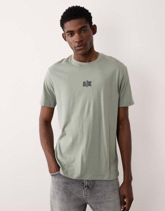 A|X Armani Exchange T-shirt verde con logo sul petto