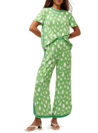 Trina Turk Overhead Printed Ankle Length Pant in Grass Court Green/whitewash at Nordstrom, Size 8