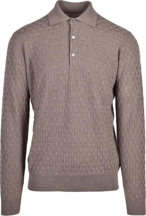 FILIPPO DE LAURENTIIS Polo shirt van gebreide stof - Heren - Polos - Beige - L - Wol - Tops