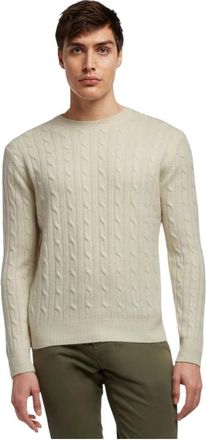 Brooks Brothers Truien & Vesten, Heren, Beige, XL, Wol, Pullover met kabelsteek en ronde hals