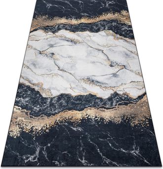 RugsX Rugsx - Alfombra Lavable Andre 1124 M&aacute;rmol Antideslizante - Negro Black 160x220 Cm