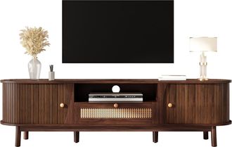 STILVORA Mueble Tv Con 2 Puertas Correderas Y 2 Cajones De Rat&aacute;n, Estilo R&uacute;stico, Sal&oacute;n, 165&times;37&times;46 Cm, En Mdf, Nogal