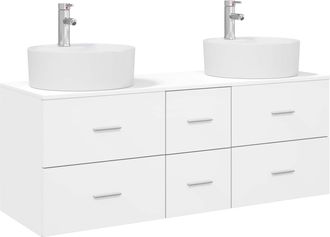 vidaXL Juego De Muebles De Ba&ntilde;o 3 Uds. Blanco 49,5 X 44,5 X 65 Cm Vidaxl