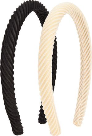 Tasha Assorted 2-Pack Wavy Headbands in Black Ivory at Nordstrom