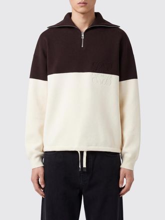 Loewe Maglia bicolore in misto cotone con collo alto, mezza zip e coulisse